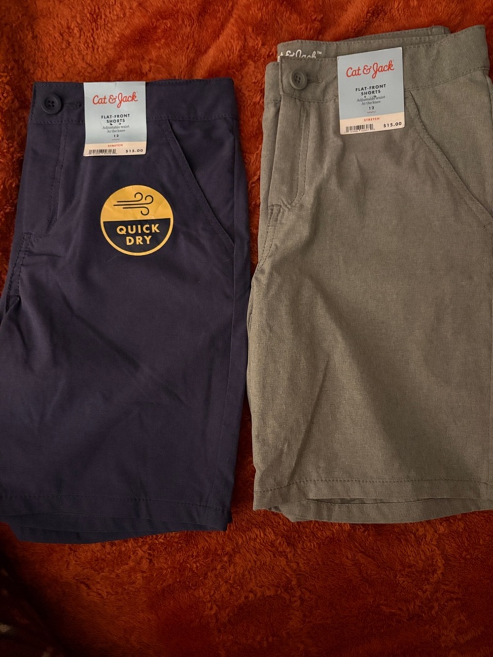 Cat & Jack Navy and Gray Boys' Flat-Front Shorts